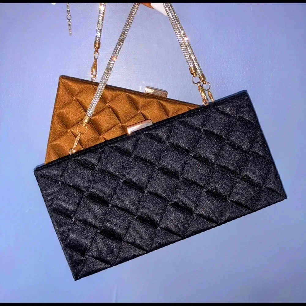 Black Bling Rhombi  Rhinestone Purse clutch